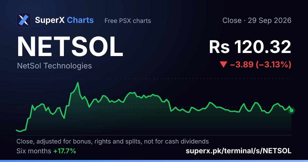 NETSOL: six-month price line